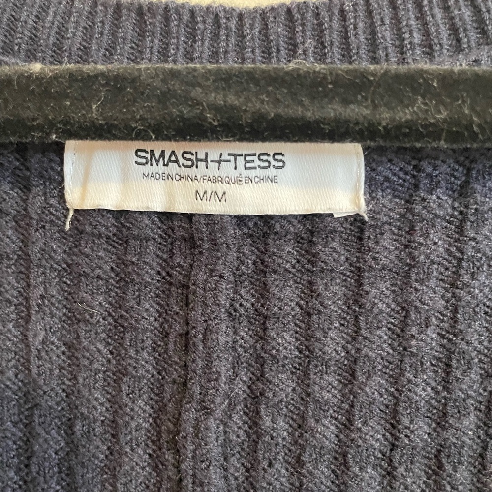 SMASH+TESS- waffle-knit romper, navy, medium - Picture 3 of 4